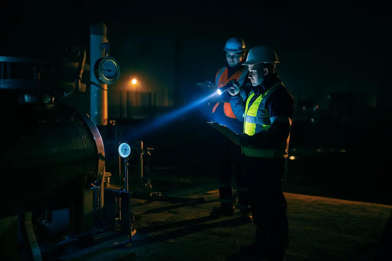 Équipe en action lors d'une mission de nuit