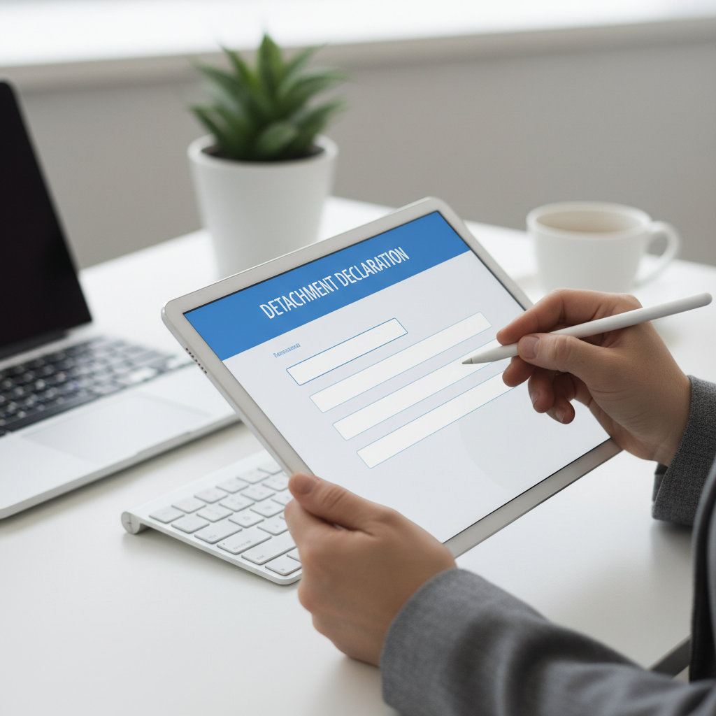 Un employé remplit un formulaire SIPSI pour le détachement de travailleurs.