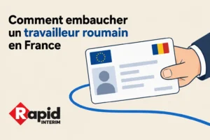 Une main tient une carte d’identification avec les drapeaux de l’Union européenne et de la Roumanie.